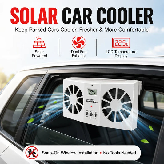 ⏳Time-Limited Special⏰Solar Powered Car Exhaust Fan– Dual Turbo Ventilation & Temperature Display☀️