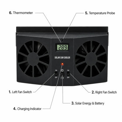 ⏳Time-Limited Special⏰Solar Powered Car Exhaust Fan– Dual Turbo Ventilation & Temperature Display☀️
