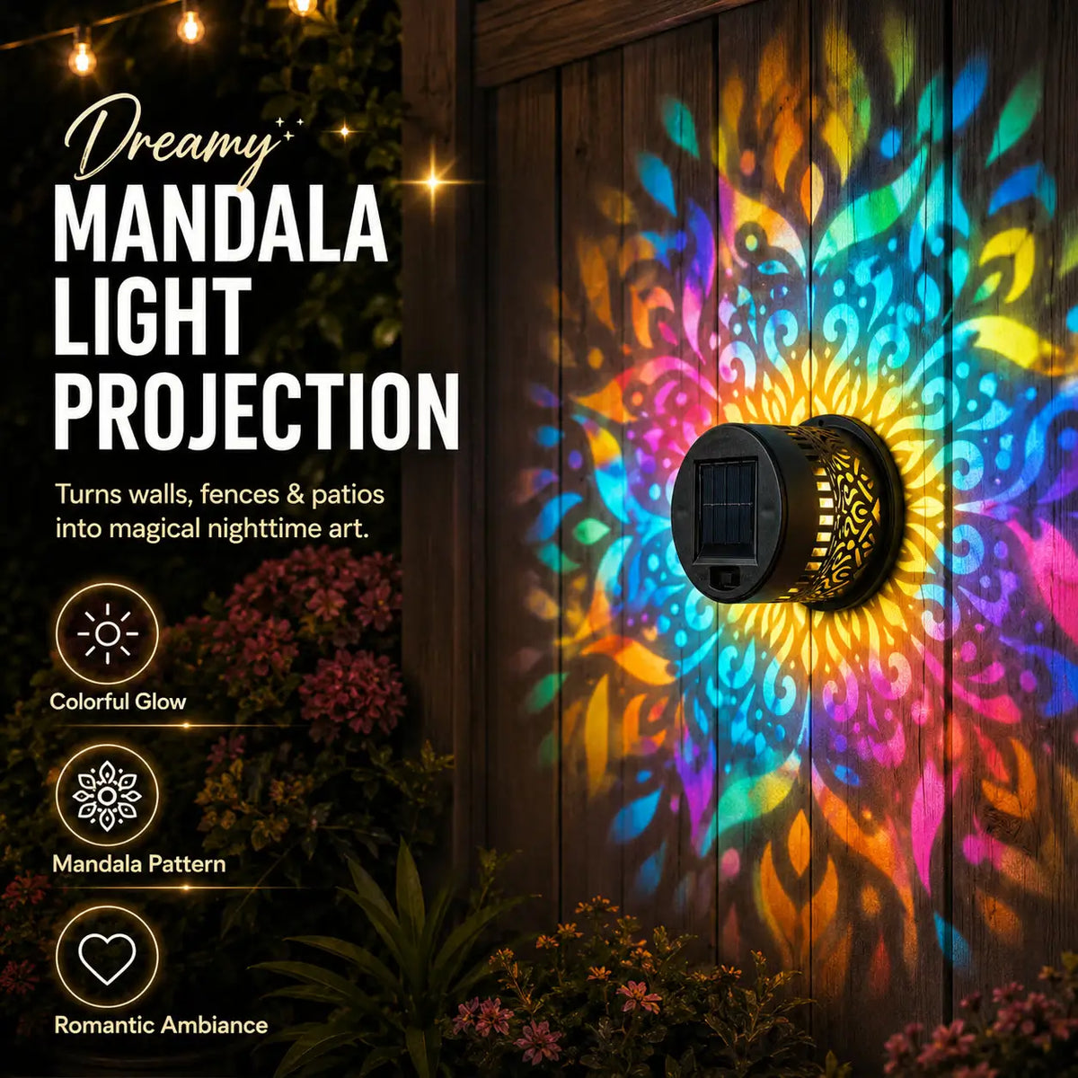 🌞 50% OFF NOW! 🌀 Solar Mandala Wall Light Projector