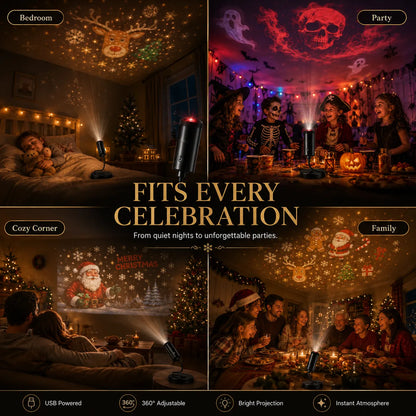 🎄👻 ✨ Plug & Play HD Holiday Projector for Christmas & Halloween Decor