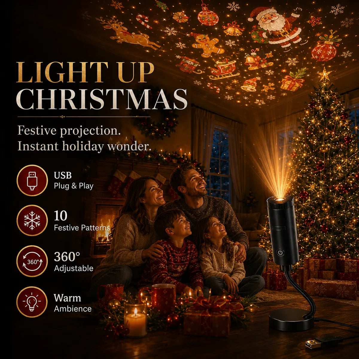 🎄👻 ✨ Plug & Play HD Holiday Projector for Christmas & Halloween Decor