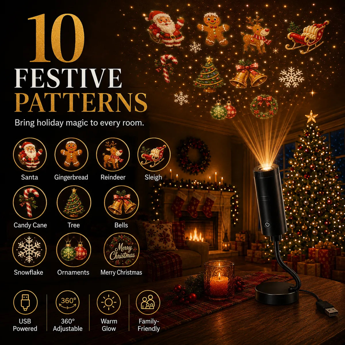 🎄👻 ✨ Plug & Play HD Holiday Projector for Christmas & Halloween Decor
