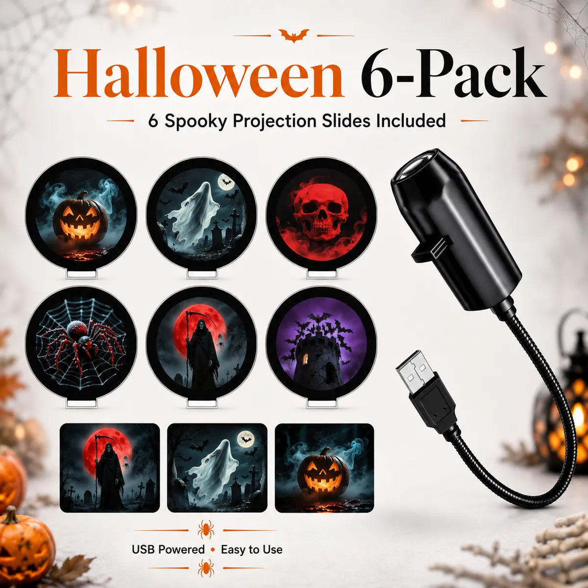 🎄👻 ✨ Plug & Play HD Holiday Projector for Christmas & Halloween Decor