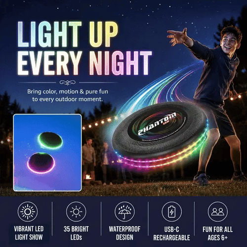 LED Flying Disc with 13 Dynamic Light Modes