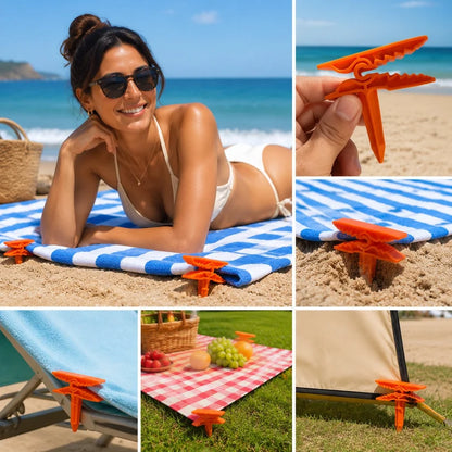 Beach Towel Wind Clips – Integrated Sand Anchor Design