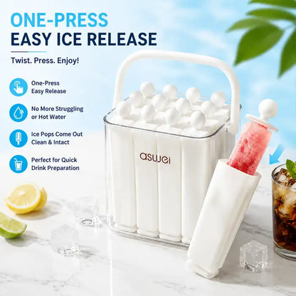 🍦 Silicone Ice Stick Tray with Storage Caddy