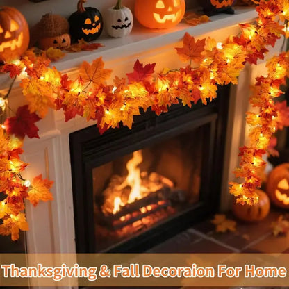 Lighted Fall Maple Leaf Garland