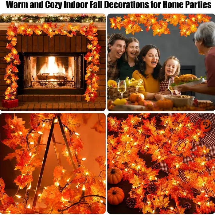 Lighted Fall Maple Leaf Garland