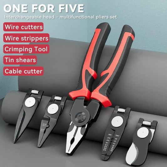 🔥 Multifunctional 5-in-1 Interchangeable Head Pliers Tool Set 🔧