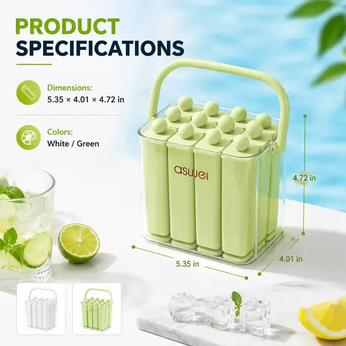 🍦 Silicone Ice Stick Tray with Storage Caddy