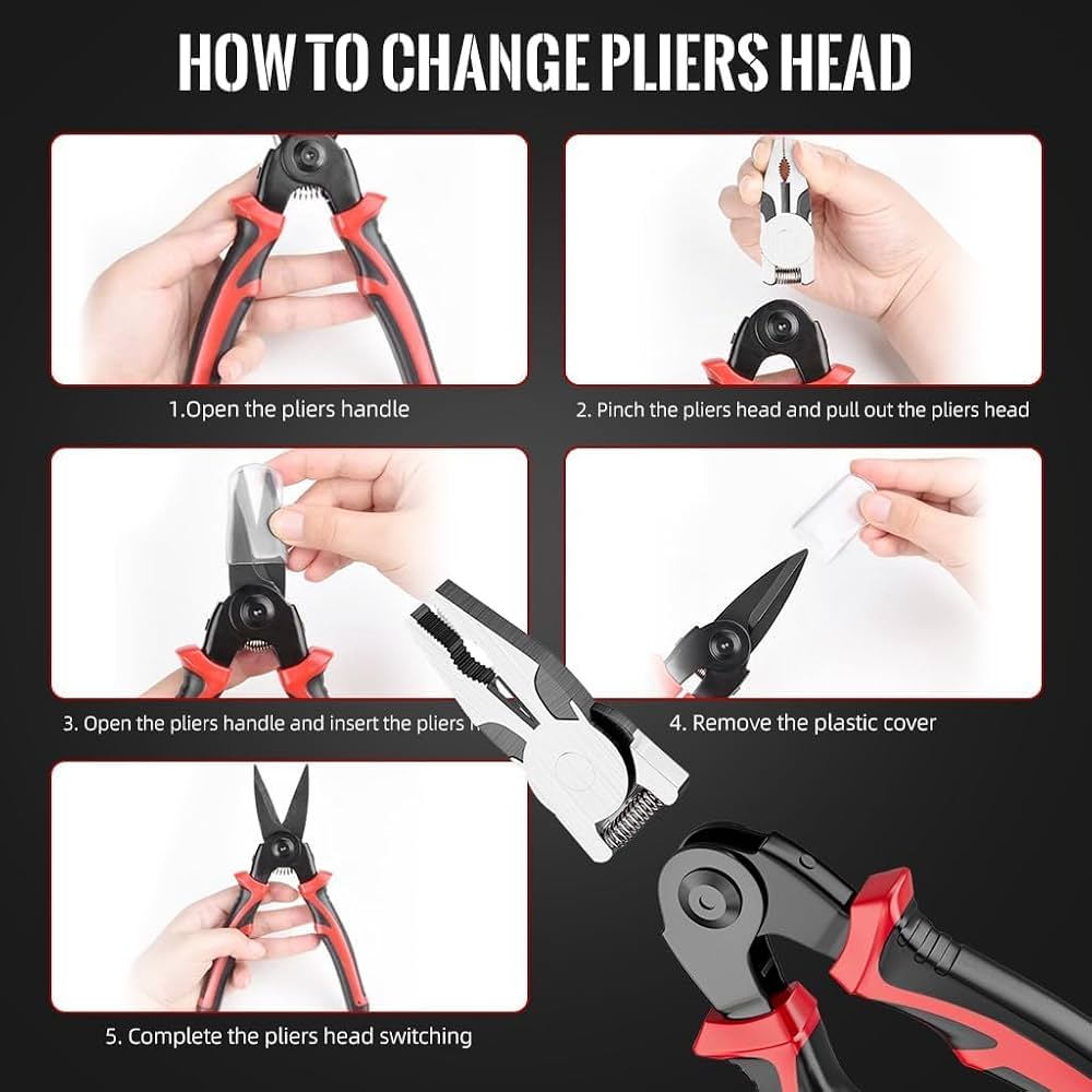 🔥 Multifunctional 5-in-1 Interchangeable Head Pliers Tool Set 🔧