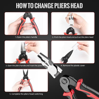 🔥 Multifunctional 5-in-1 Interchangeable Head Pliers Tool Set 🔧