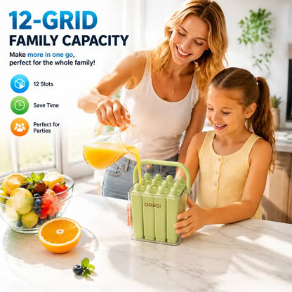 🍦 Silicone Ice Stick Tray with Storage Caddy