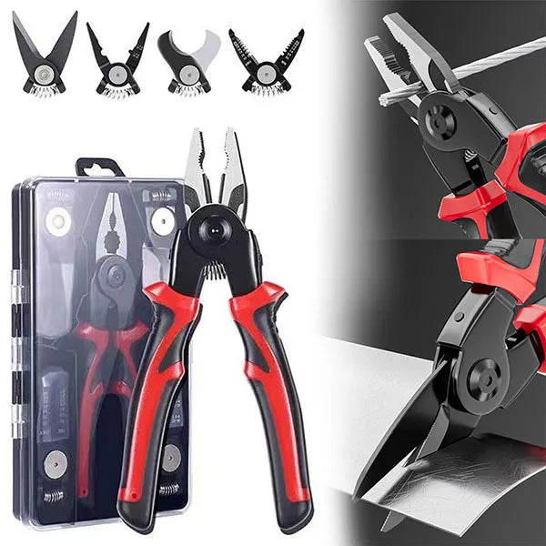 🔥 Multifunctional 5-in-1 Interchangeable Head Pliers Tool Set 🔧