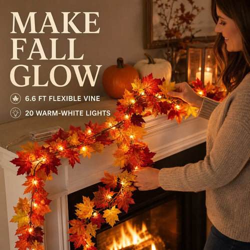 Lighted Fall Maple Leaf Garland