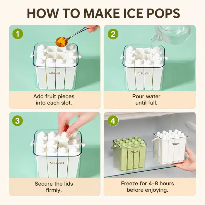 🍦 Silicone Ice Stick Tray with Storage Caddy