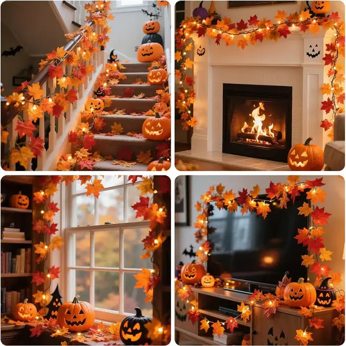 Lighted Fall Maple Leaf Garland