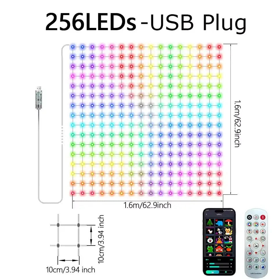 Integrated RGB Pixel Net Light Mesh