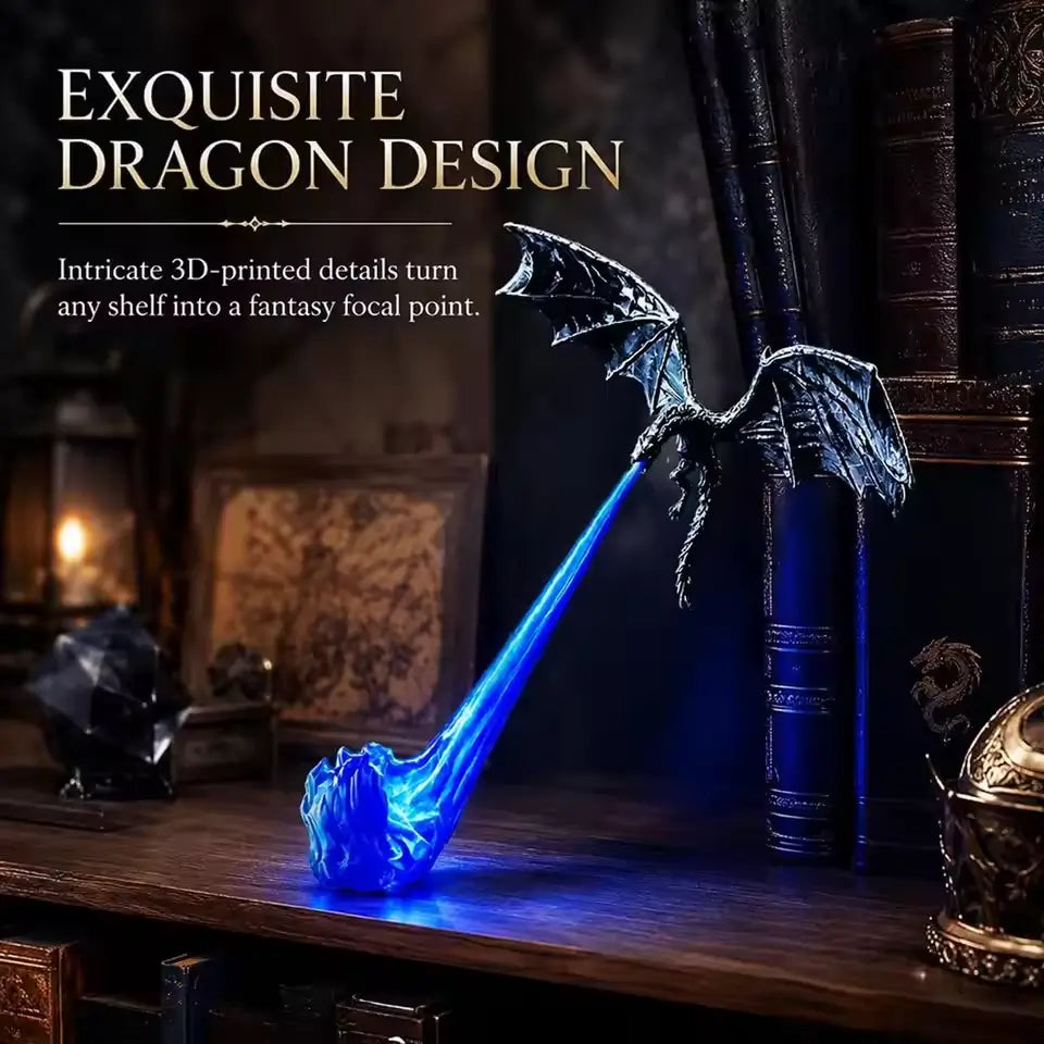 Light-Up Dragon Fire Bookshelf Lamp