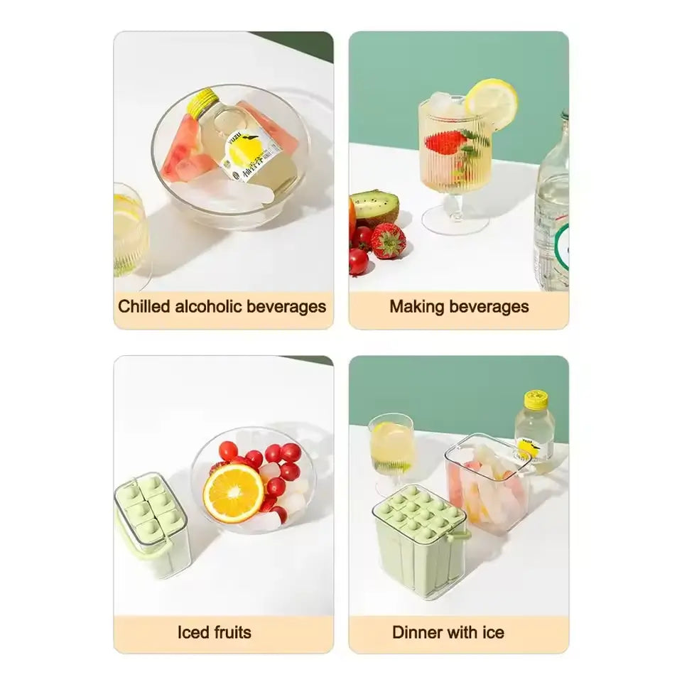 🍦 Silicone Ice Stick Tray with Storage Caddy