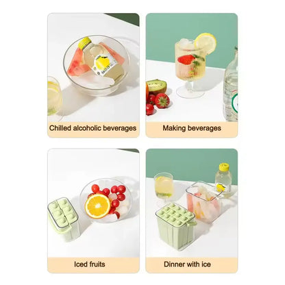 🍦 Silicone Ice Stick Tray with Storage Caddy