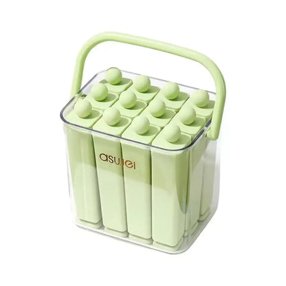🍦 Silicone Ice Stick Tray with Storage Caddy