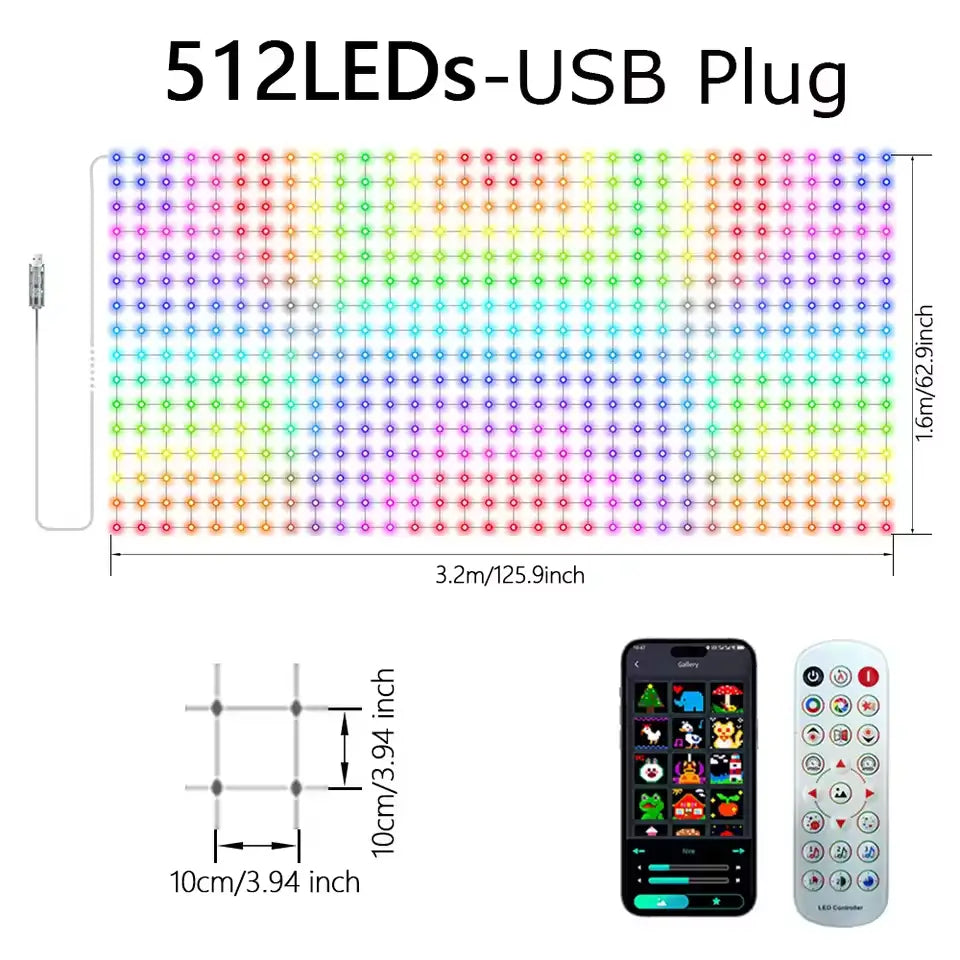 Integrated RGB Pixel Net Light Mesh