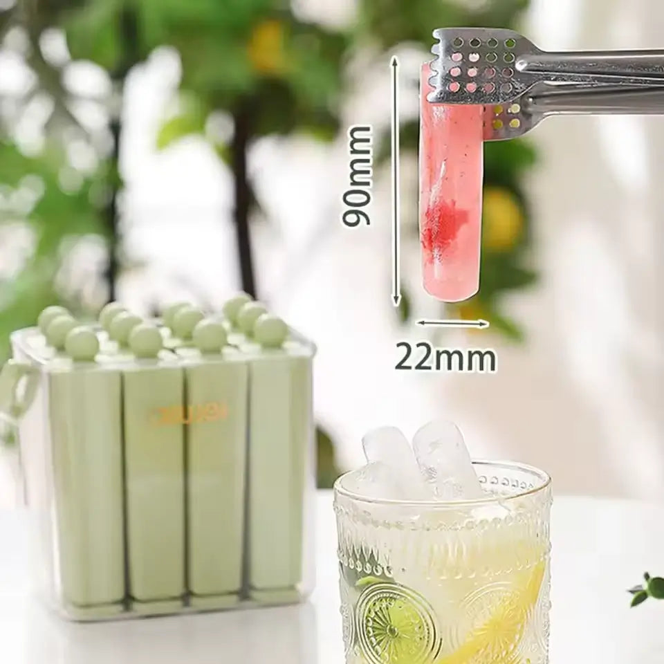 🍦 Silicone Ice Stick Tray with Storage Caddy