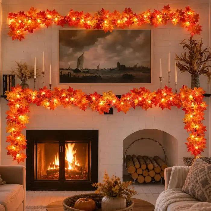 Lighted Fall Maple Leaf Garland