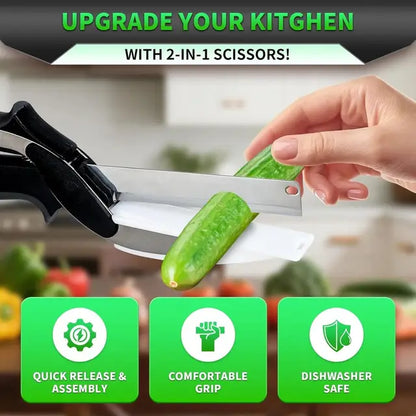 ✂️ 50% OFF 2-in-1 Kitchen Scissors – Heavy-Duty Food Cutter with Built-In Cutting Board