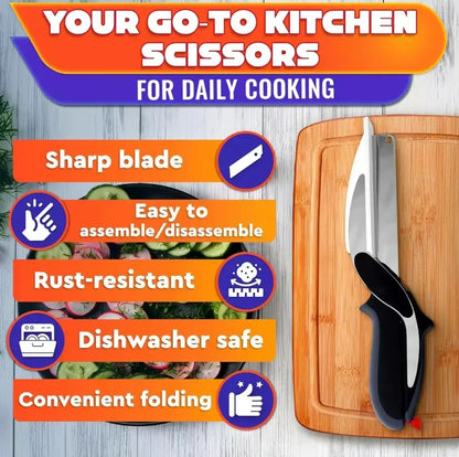 ✂️ 50% OFF 2-in-1 Kitchen Scissors – Heavy-Duty Food Cutter with Built-In Cutting Board