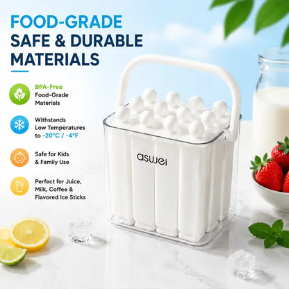 🍦 Silicone Ice Stick Tray with Storage Caddy
