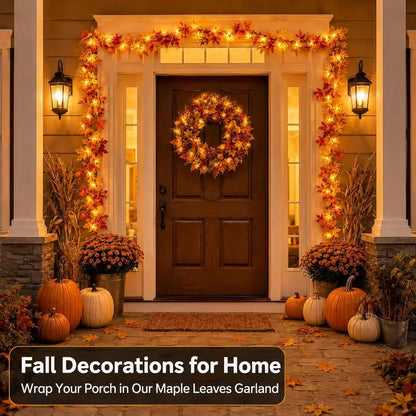 Lighted Fall Maple Leaf Garland