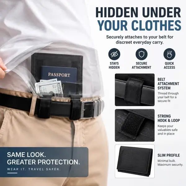 Hidden Travel Money Belt Wallet