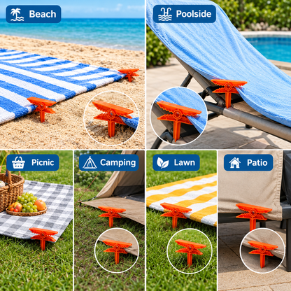 Beach Towel Wind Clips – Integrated Sand Anchor Design